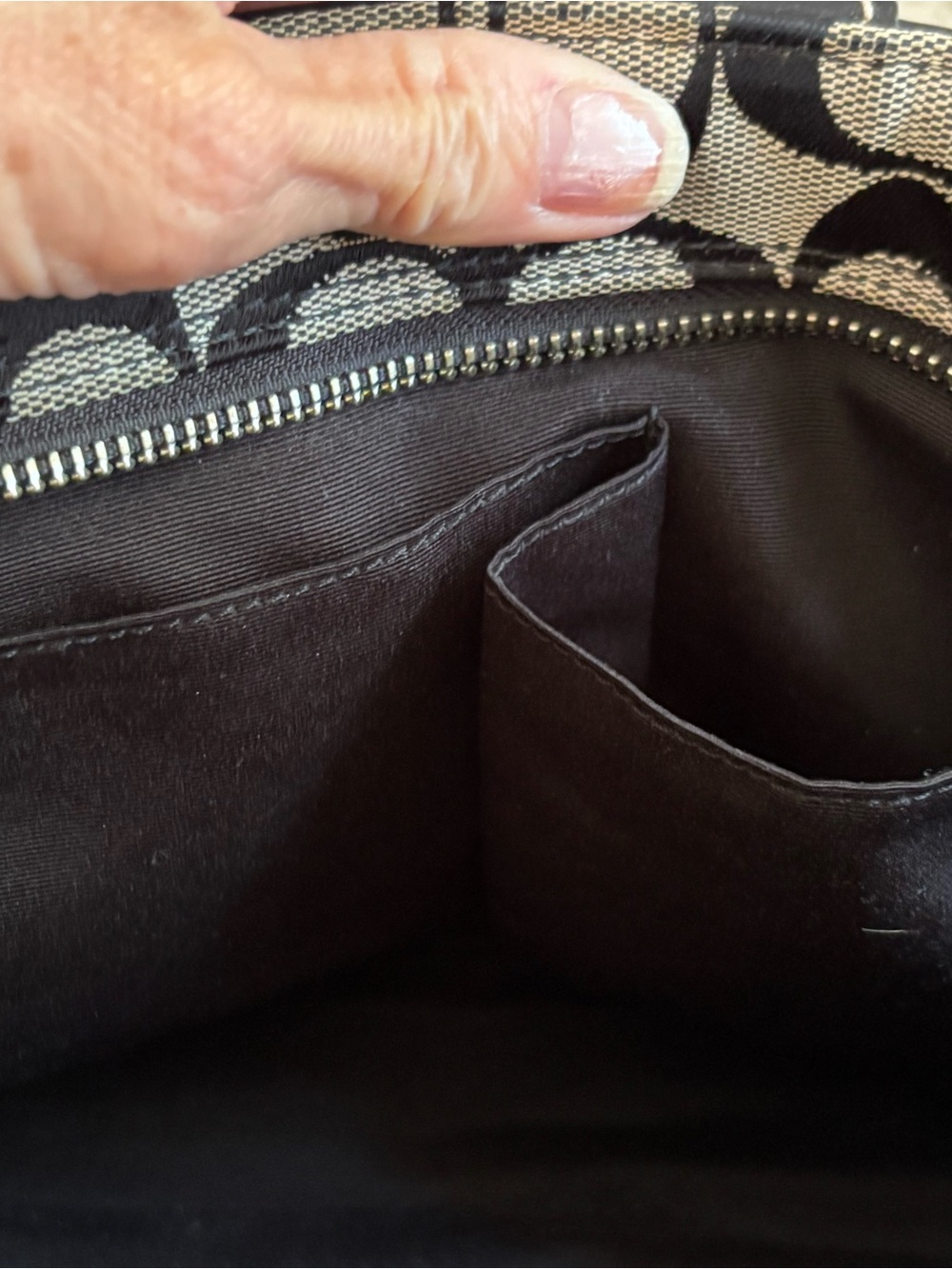 Coach Black Signature Jacquard Tote with Leather Trim with matching wristlet - Picture 7 of 8